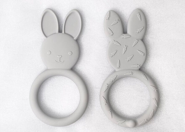 Restful Pump Gray bunny teether front and back